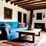 전통주택의 노출된 나무 - Rustic Living Room**

"A cozy living room in a traditional Portuguese farmhouse, featuring exposed w...