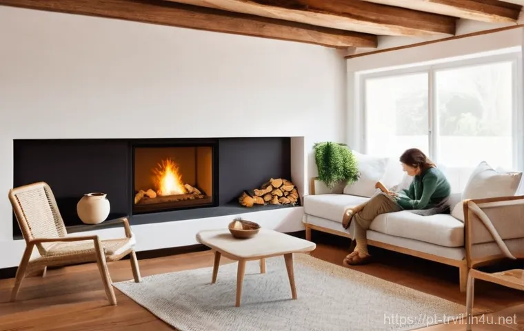 전통주택의 에너지 효율 - **Prompt:** A heartwarming scene inside a beautifully restored traditional Portuguese living room du...