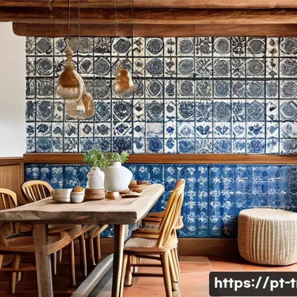 전통주택의 장식적 재료 - **Prompt:** A traditional Portuguese country house exterior, bathed in warm, bright sunlight. The ho...