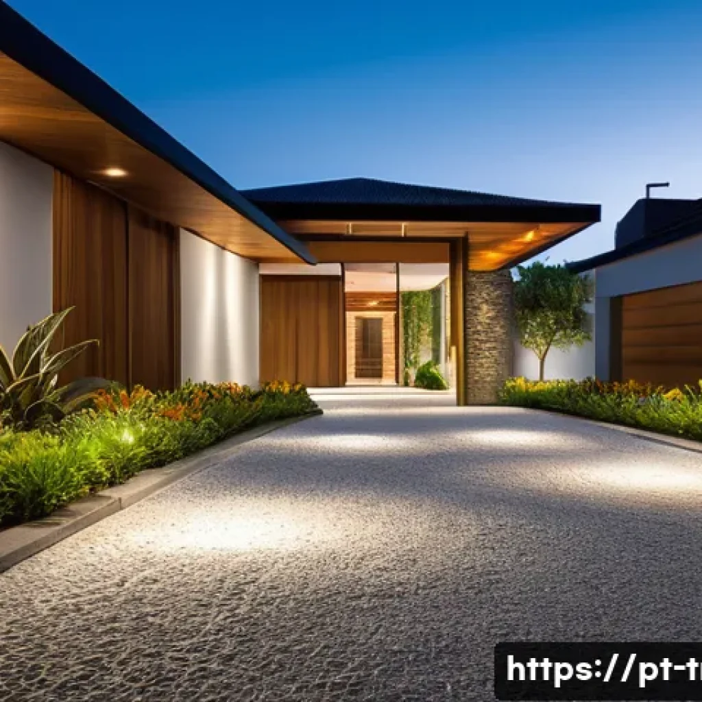 전통주택의 주차 공간 설계 - A beautifully designed residential parking area adjacent to the main entrance of a traditional Brazi...
