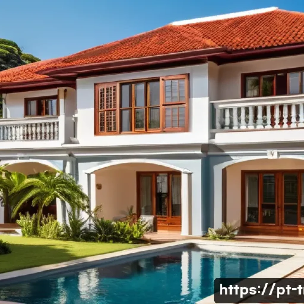 전통주택의 태양광 시스템 - A classic Brazilian colonial-style house with traditional red ceramic tile roof, featuring discreet ...